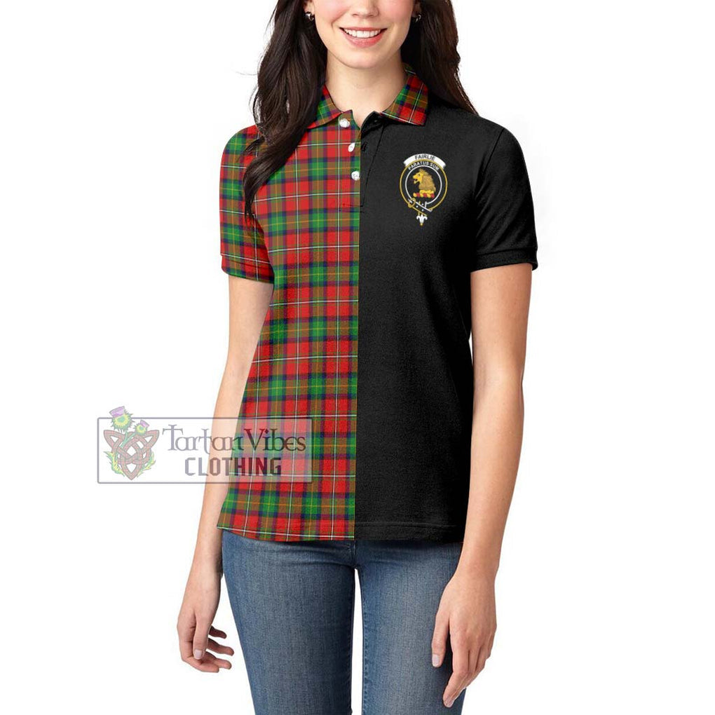 Fairlie Tartan Women's Polo Shirt with Family Crest and Half Of Me Style - Tartanvibesclothing Shop