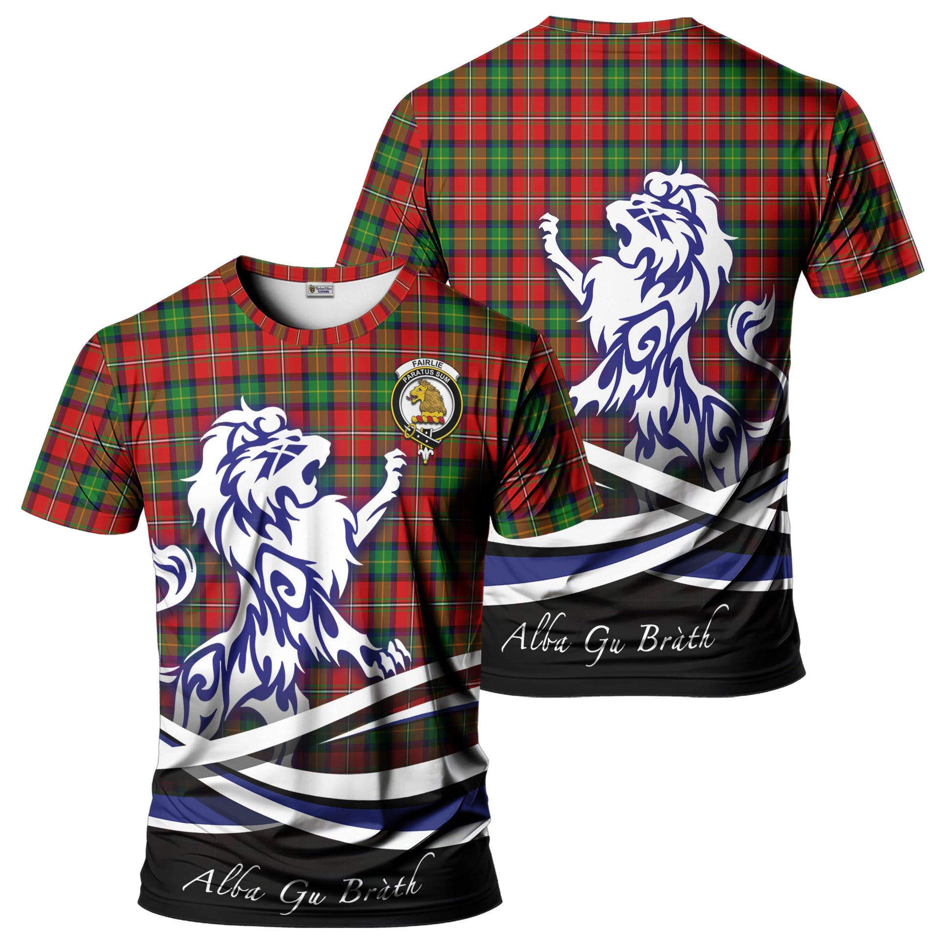Fairlie Tartan T-Shirt with Alba Gu Brath Regal Lion Emblem - Tartan Vibes Clothing