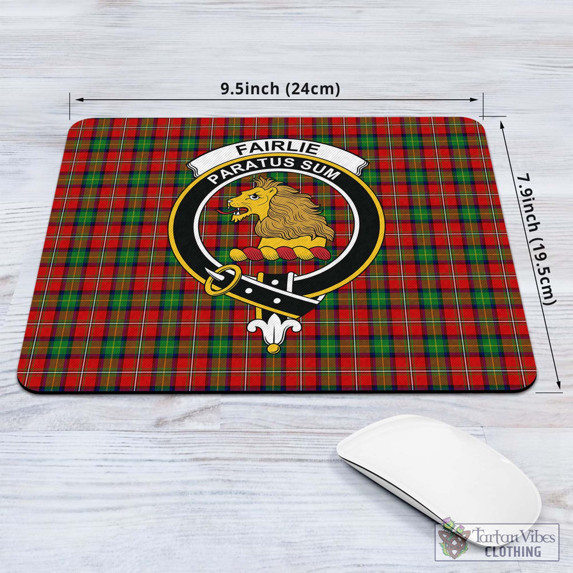 Tartan Vibes Clothing Fairlie Modern Tartan Mouse Pad with Family Crest