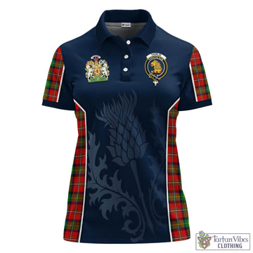 Fairlie Modern Tartan Women's Polo Shirt with Family Crest and Scottish Thistle Vibes Sport Style