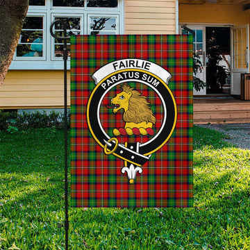 Fairlie Tartan Garden Flag with Family Crest