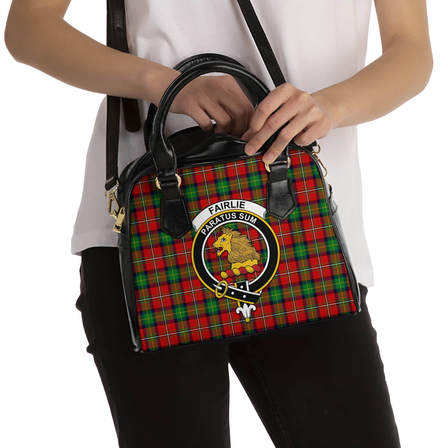 Fairlie Modern Tartan Shoulder Handbags with Family Crest - Tartanvibesclothing