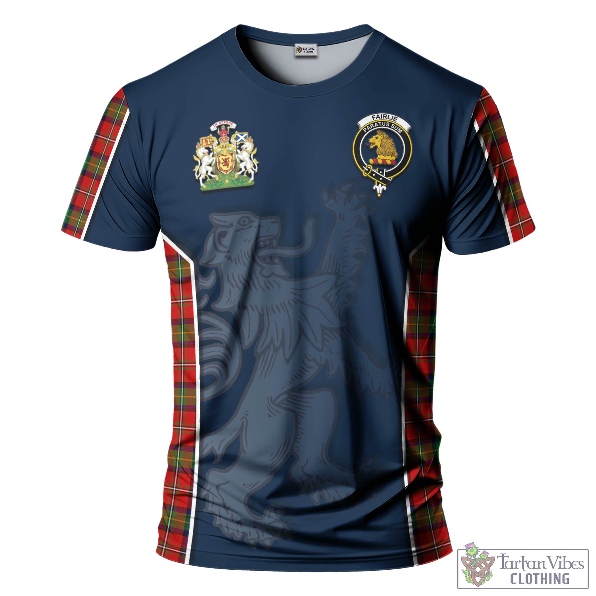 Tartan Vibes Clothing Fairlie Modern Tartan T-Shirt with Family Crest and Lion Rampant Vibes Sport Style
