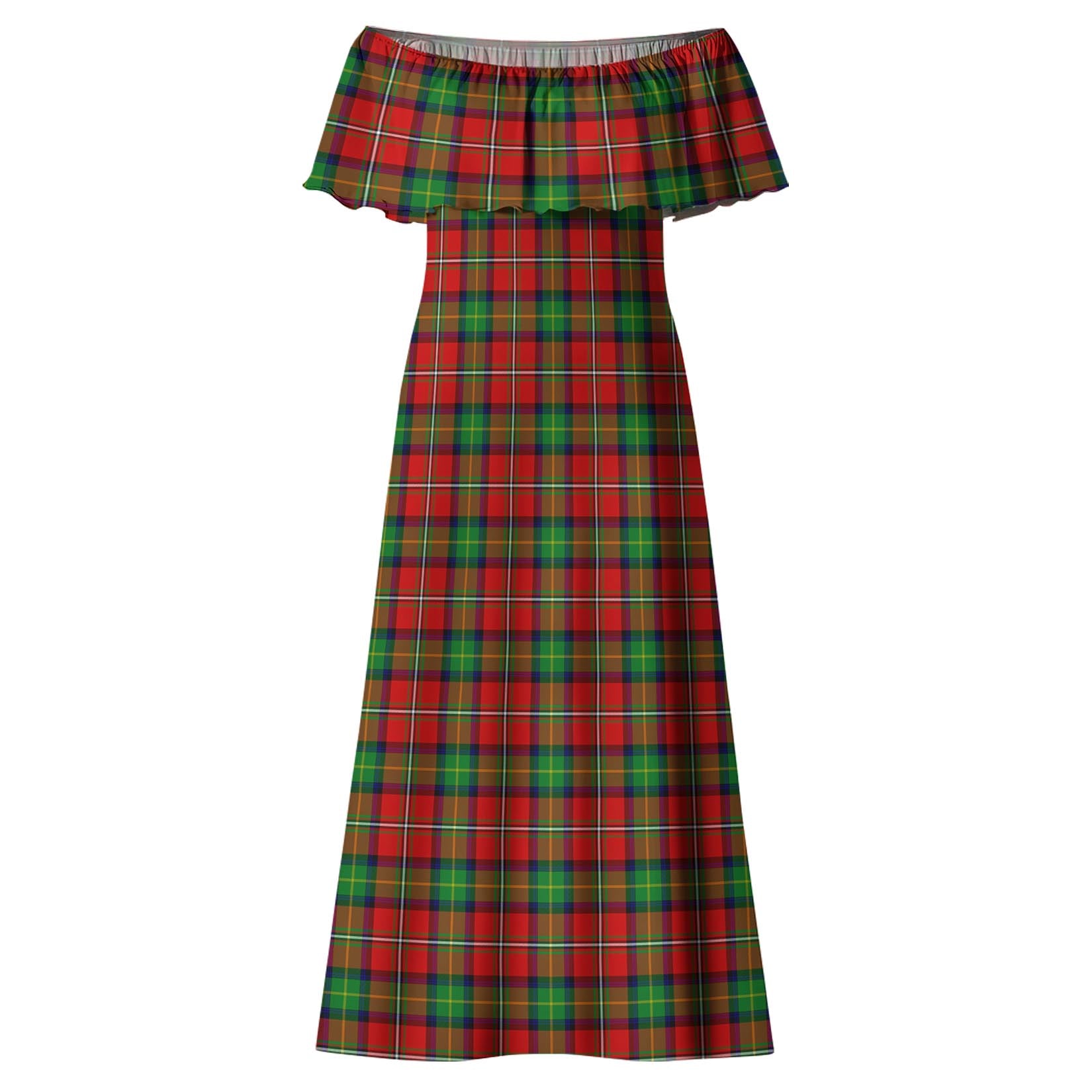Fairlie Modern Tartan Off Shoulder Long Dress - Tartanvibesclothing