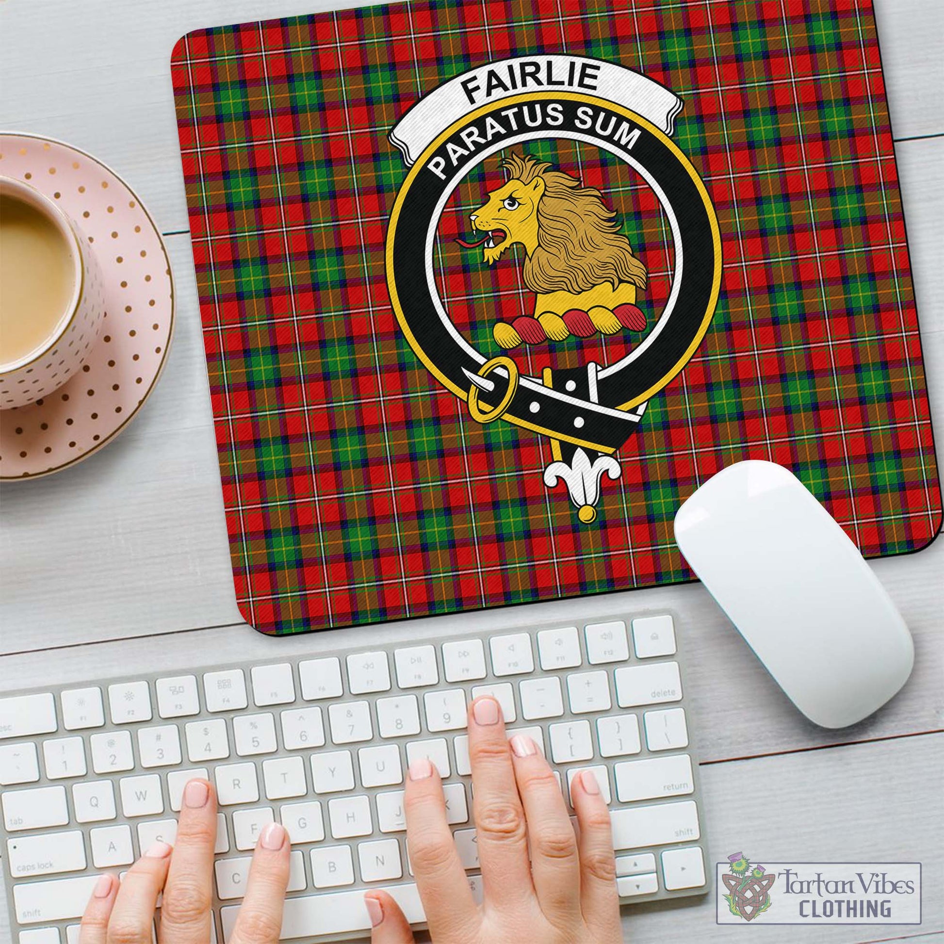 Tartan Vibes Clothing Fairlie Modern Tartan Mouse Pad with Family Crest