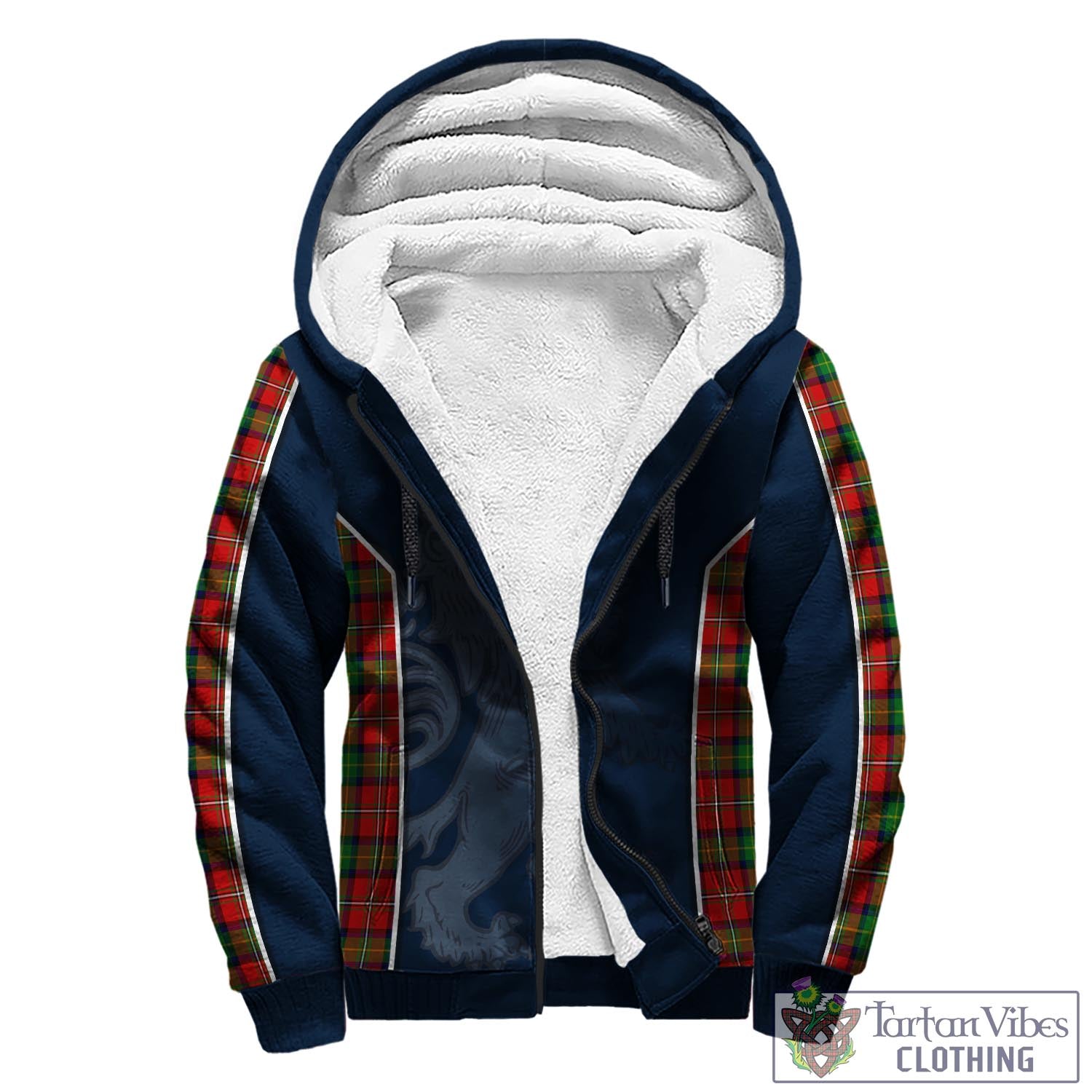 Tartan Vibes Clothing Fairlie Modern Tartan Sherpa Hoodie with Family Crest and Lion Rampant Vibes Sport Style
