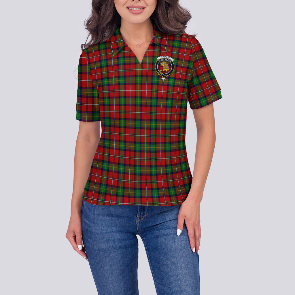 fairlie-modern-tartan-polo-shirt-with-family-crest-for-women