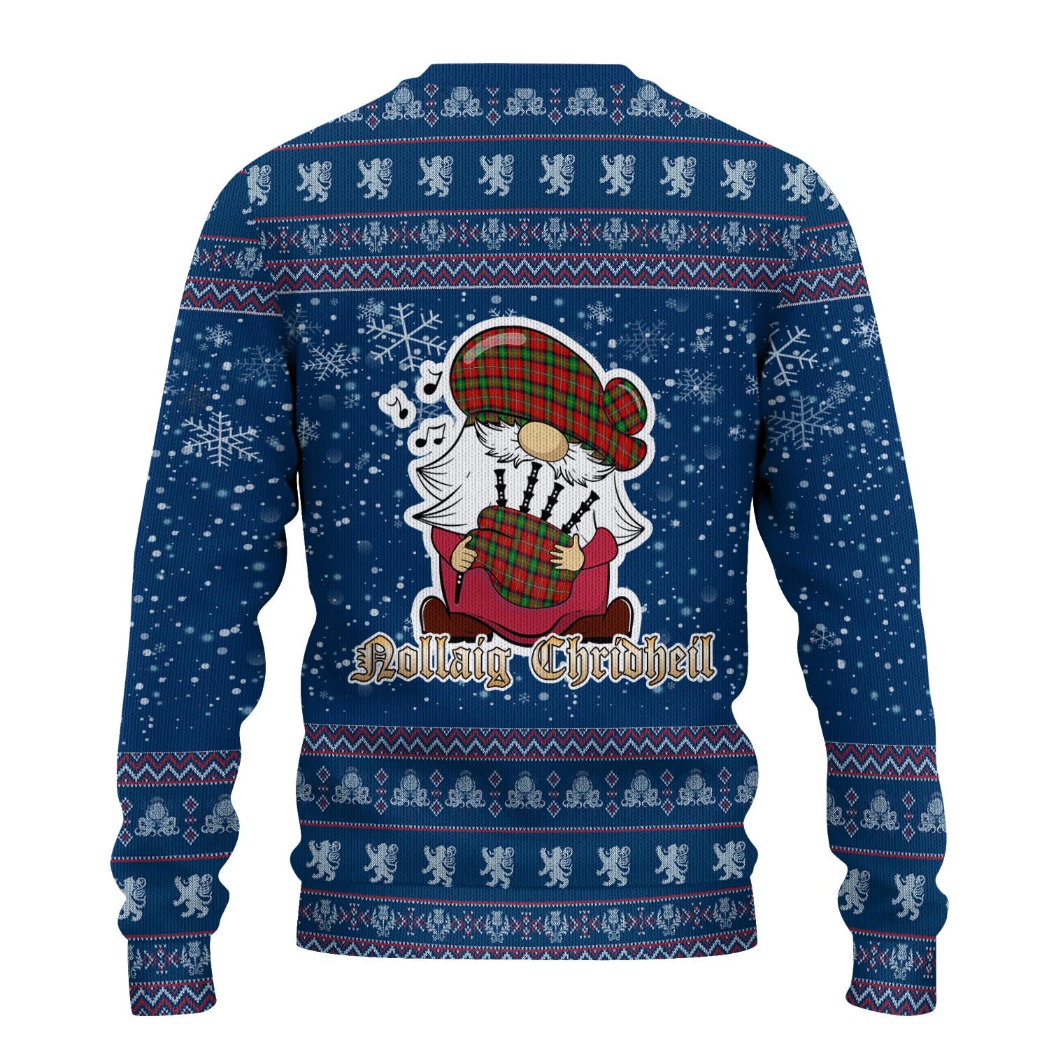 Fairlie Modern Clan Christmas Family Knitted Sweater with Funny Gnome Playing Bagpipes - Tartanvibesclothing