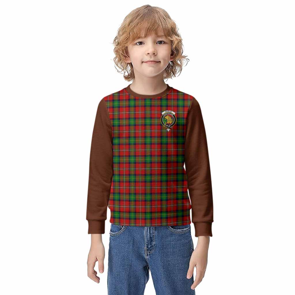 Fairlie Tartan Accent Kid Knitted Sweatshirt with Family Crest