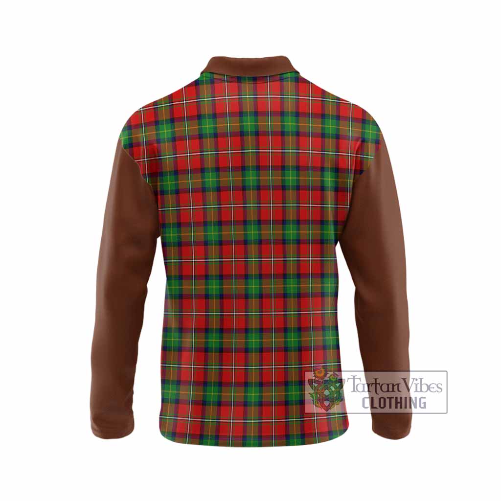 Fairlie Tartan Accent Long Sleeve Polo Shirt with Family Crest