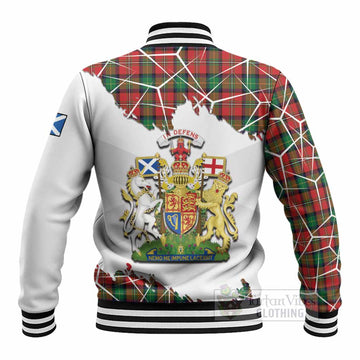 Fairlie Tartan Baseball Jacket with Family Crest and Lion Rampant Grunge Style