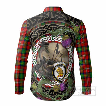 Fairlie Tartan Crest Bagpipe Nessie Long Sleeve Button Shirts Scottish Loch Ness Monster Celtic Thistle