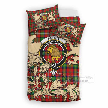 Fairlie Tartan Crest Bedding Set with Scottish Iconic Symbols 