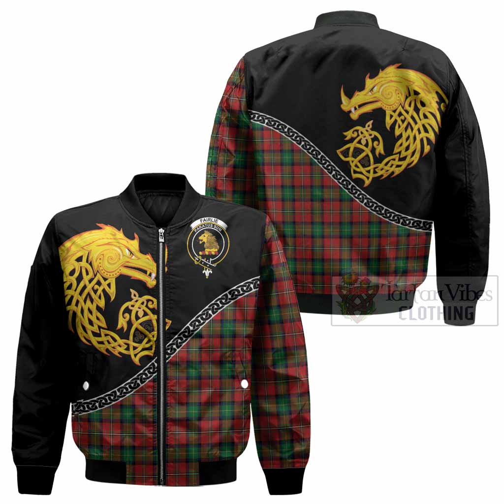 Fairlie Tartan Crest Bomber Jacket Legendary Dragon Knot Half Style