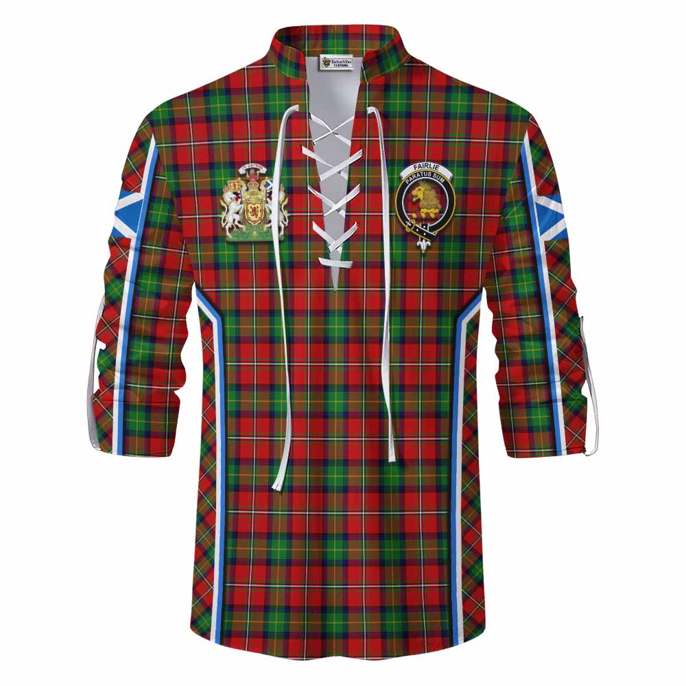 Fairlie Tartan Crest Ghillie Kilt Shirt Scotland Coat of Arm Flag Style - Tartan Vibes Clothing