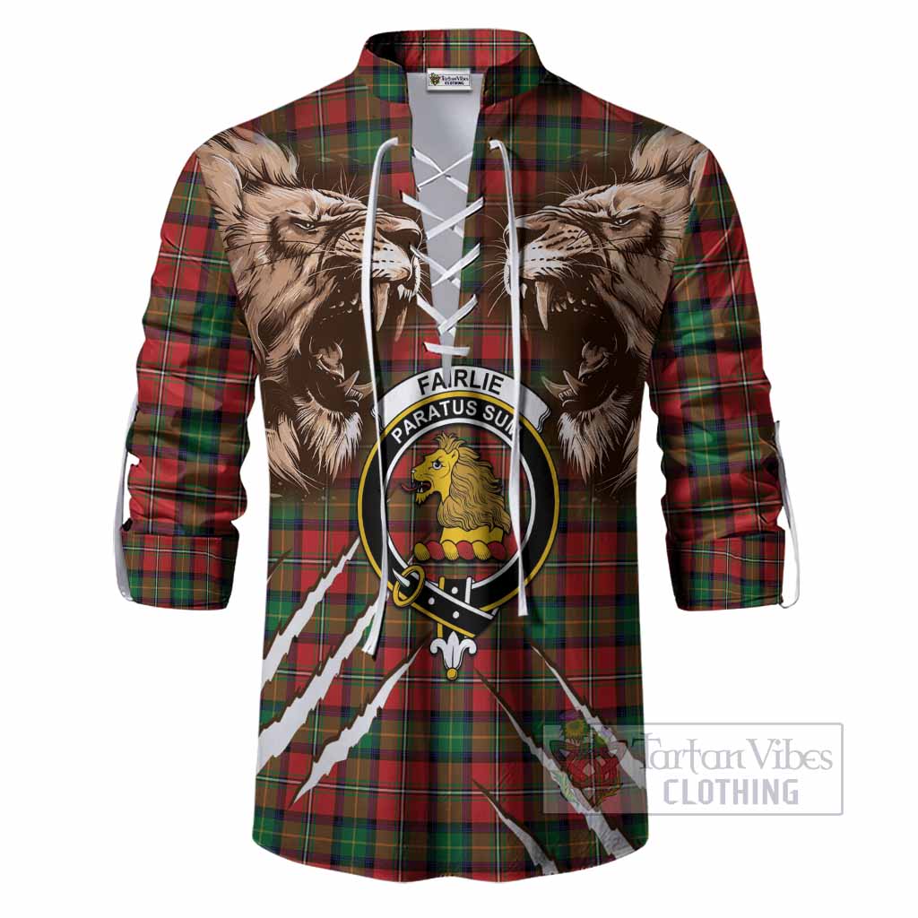 Fairlie Tartan Crest Ghillie Shirt Ferocious Lion Style
