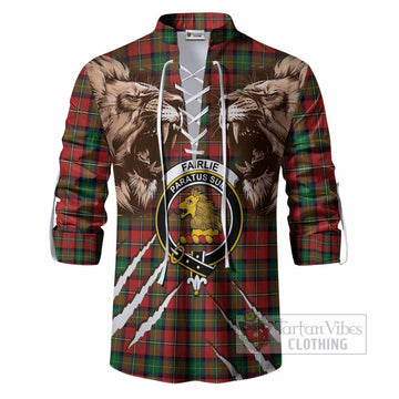 Fairlie Tartan Crest Ghillie Shirt Ferocious Lion Style