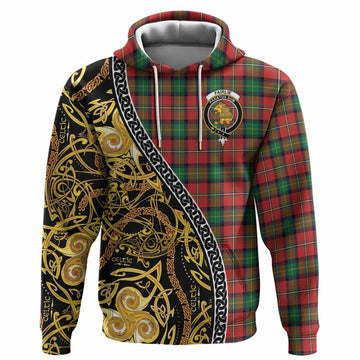 Fairlie Tartan Crest Hoodie Celtic Knot and Triple Trickle Spiral Symbols