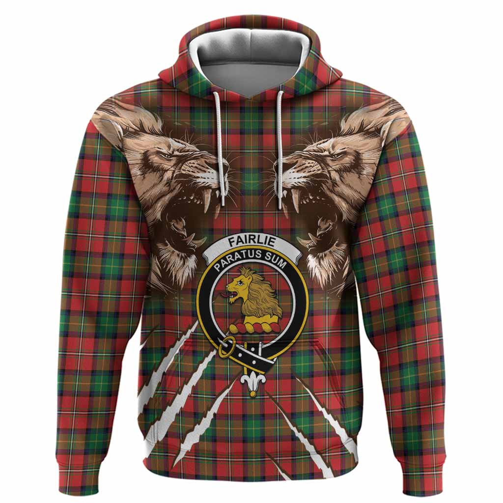 Fairlie Tartan Crest Hoodie Ferocious Lion Style