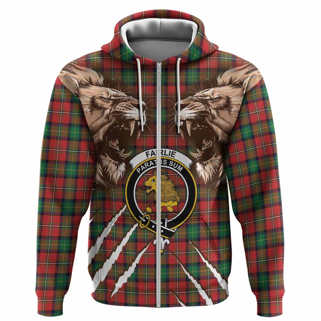 Fairlie Tartan Crest Hoodie Ferocious Lion Style