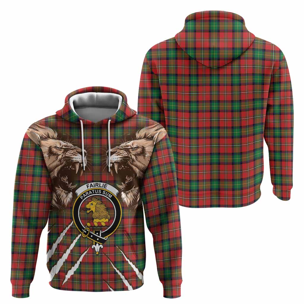Fairlie Tartan Crest Hoodie Ferocious Lion Style