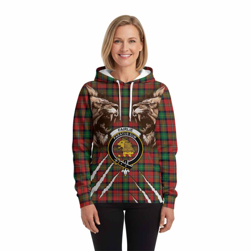 Fairlie Tartan Crest Hoodie Ferocious Lion Style