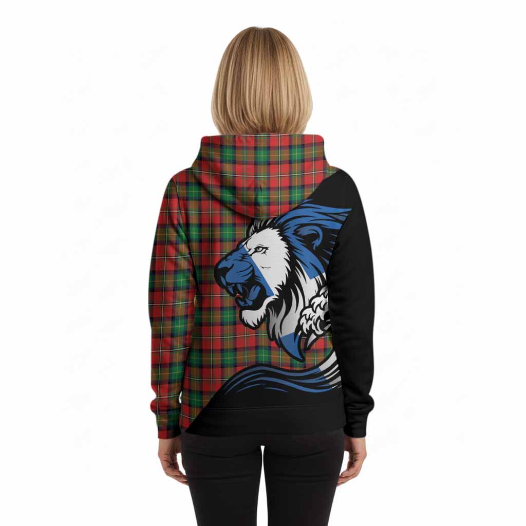 Fairlie Tartan Crest Hoodie Scottish Golden Lions Wave Flow