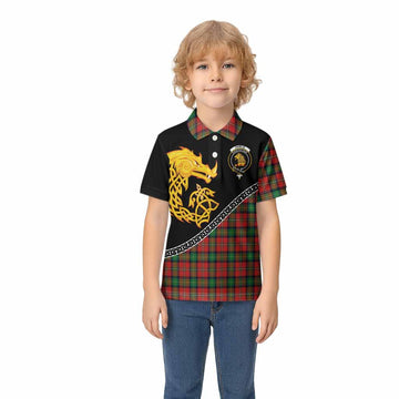 Fairlie Tartan Crest Kid Polo Shirt Legendary Dragon Knot Half Style