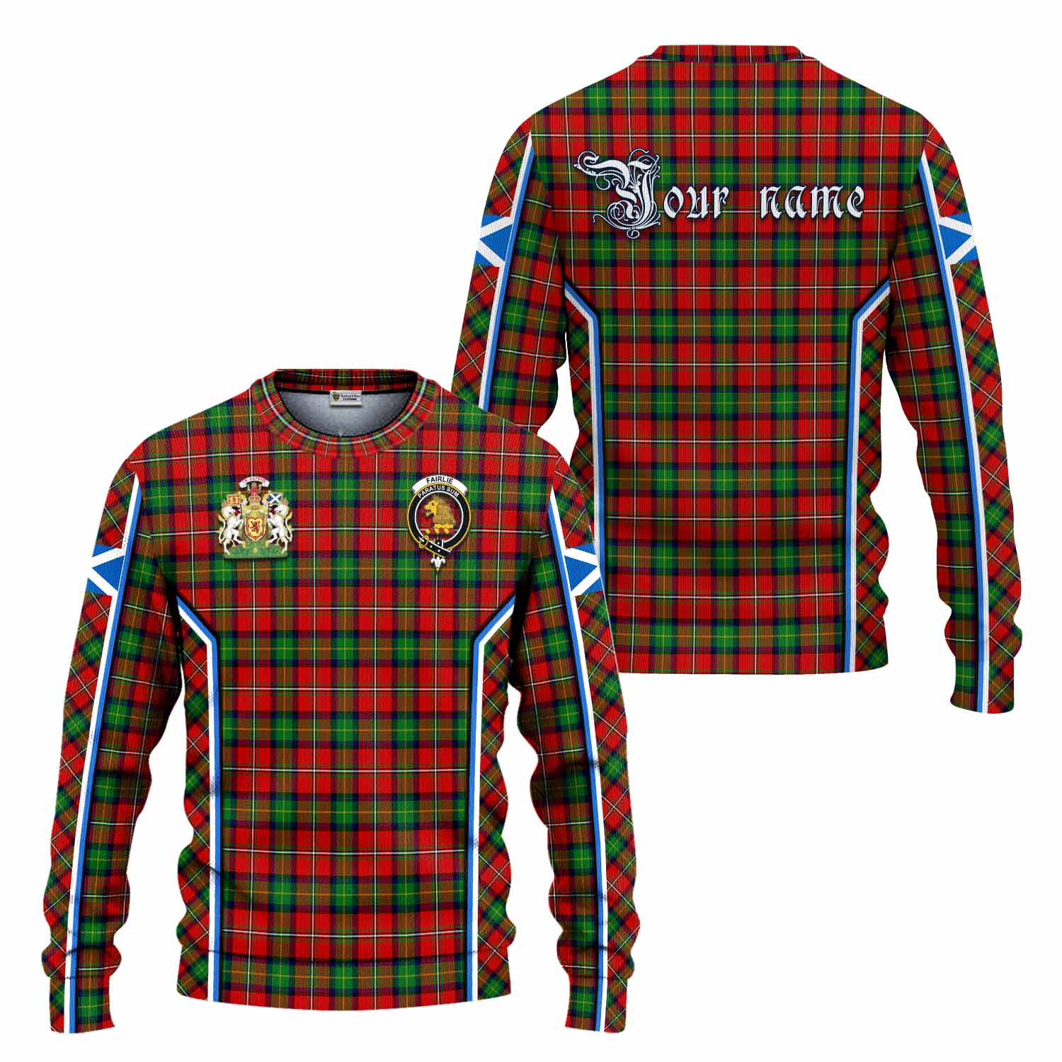 Fairlie Tartan Crest Knitted Sweater Scotland Coat of Arm Flag Style - Tartan Vibes Clothing