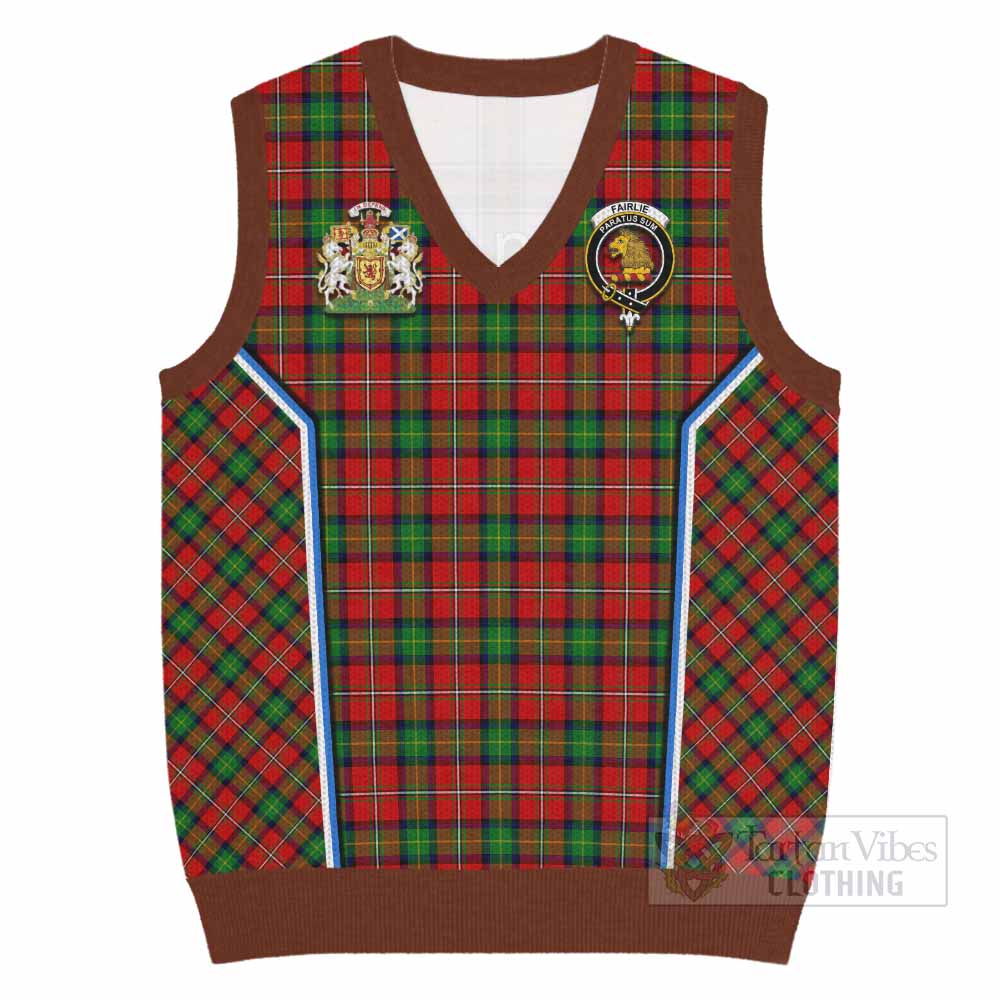 Fairlie Tartan Crest Knitted V-Neck Vest Scotland Coat of Arm Flag Style - Tartan Vibes Clothing