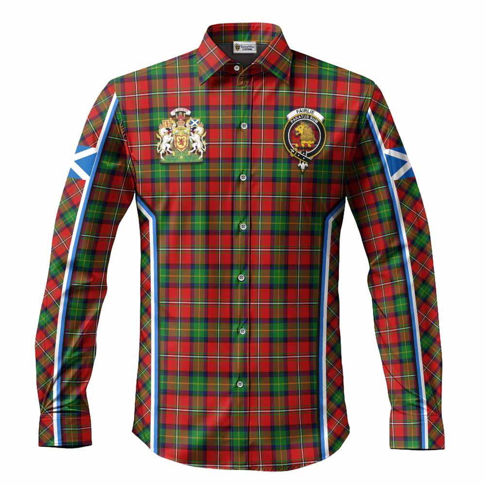 Fairlie Tartan Crest Long Sleeve Button Shirts Scotland Coat of Arm Flag Style - Tartan Vibes Clothing