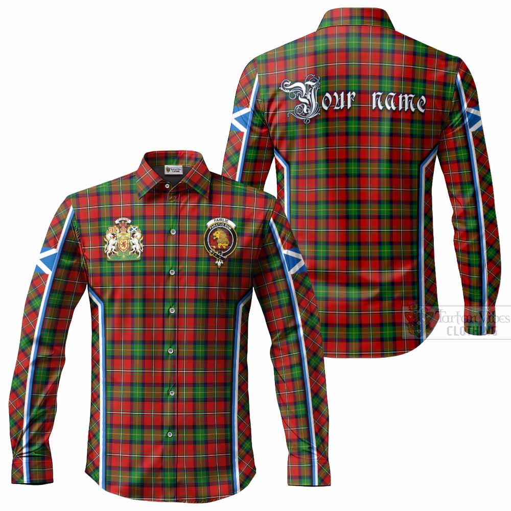 Fairlie Tartan Crest Long Sleeve Button Shirts Scotland Coat of Arm Flag Style - Tartan Vibes Clothing