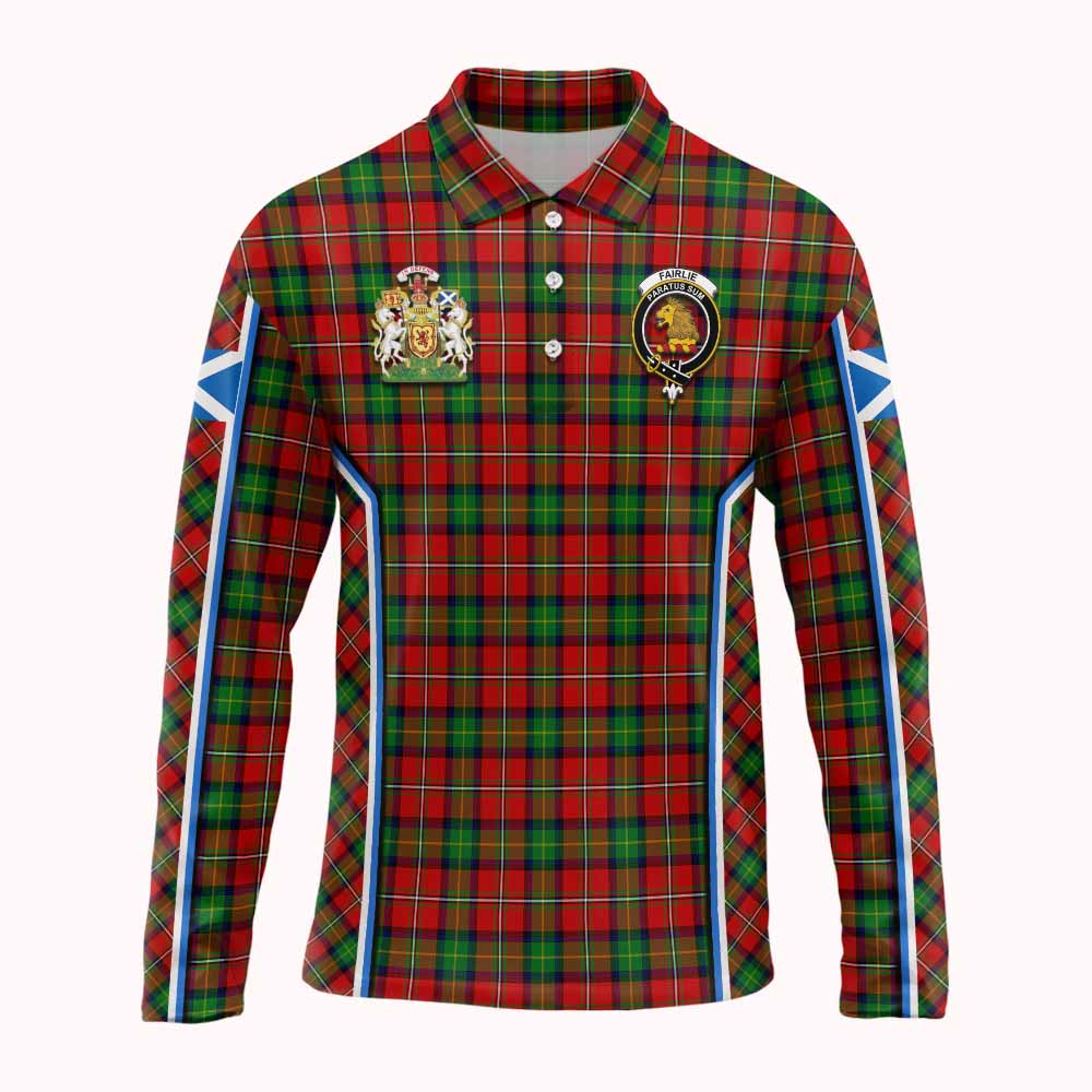 Fairlie Tartan Crest Long Sleeve Polo Shirt Scotland Coat of Arm Flag Style - Tartan Vibes Clothing