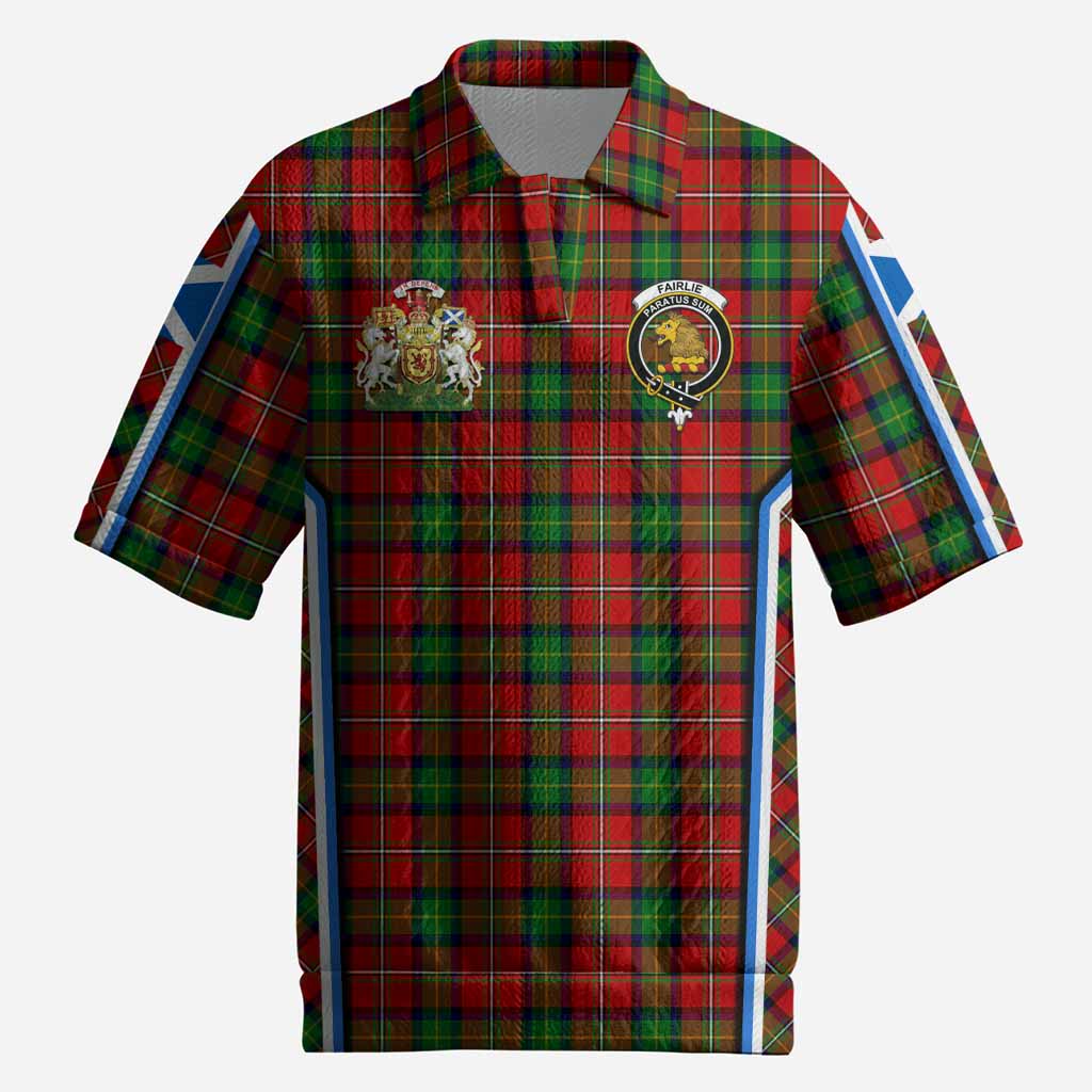 Fairlie Tartan Crest Men’s Polo Sweater Top Scotland Coat of Arm Flag Style