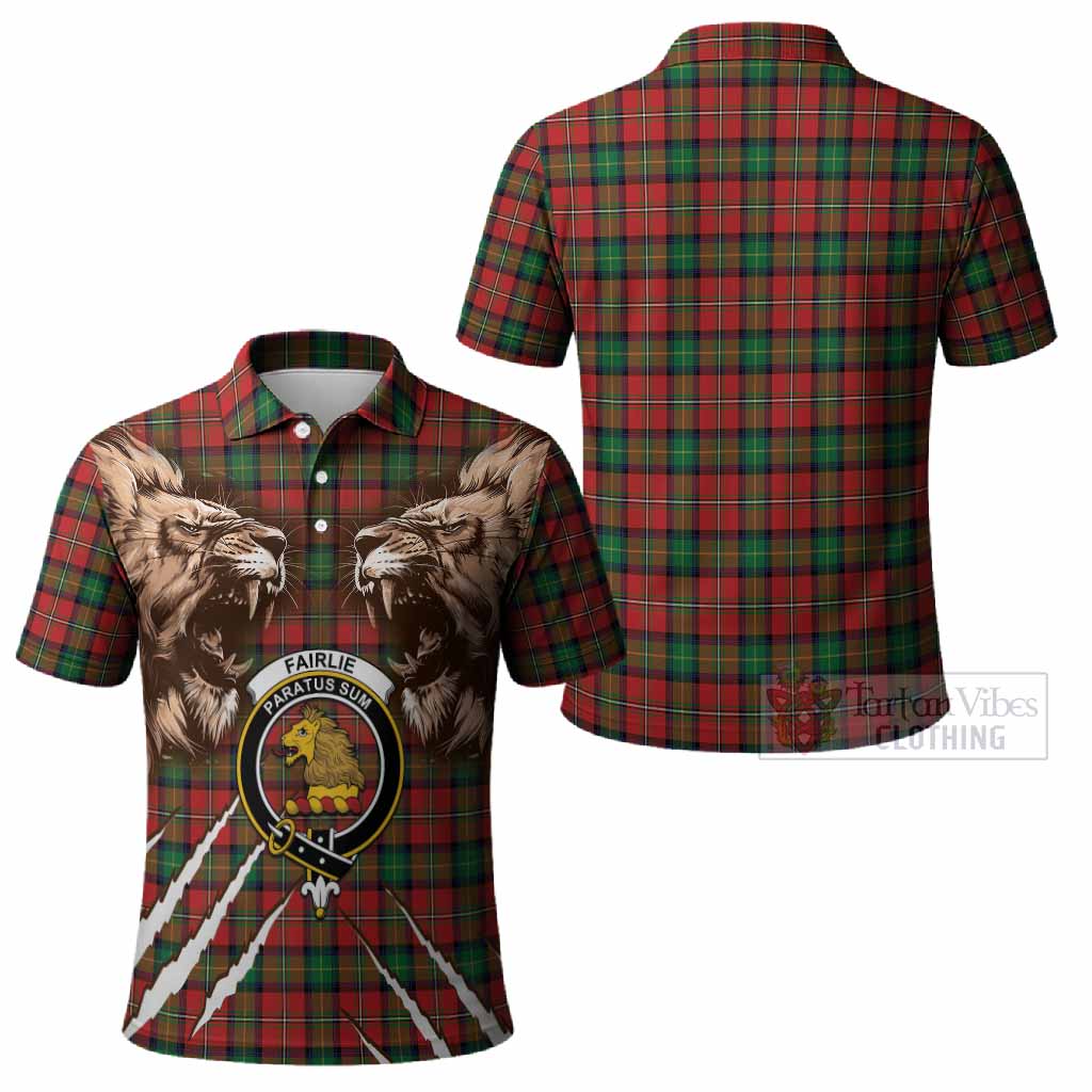 Fairlie Tartan Crest Polo Shirt Ferocious Lion Style