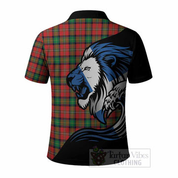 Fairlie Tartan Crest Polo Shirt Scottish Golden Lions Wave Flow