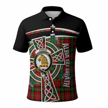 Fairlie Tartan Crest Polo Shirt Scottish Thistle Celtic Cross Alba Gu Brath