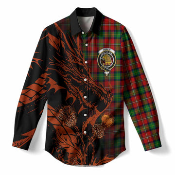Fairlie Tartan Crest Scottish Women Casual Shirt Dragon and Thistle