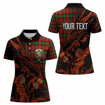 Fairlie Tartan Crest Scottish Women Polo Shirt Dragon and Thistle