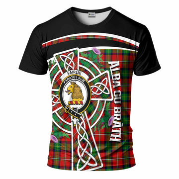 Fairlie Tartan Crest T-Shirt Scottish Thistle Celtic Cross Alba Gu Brath