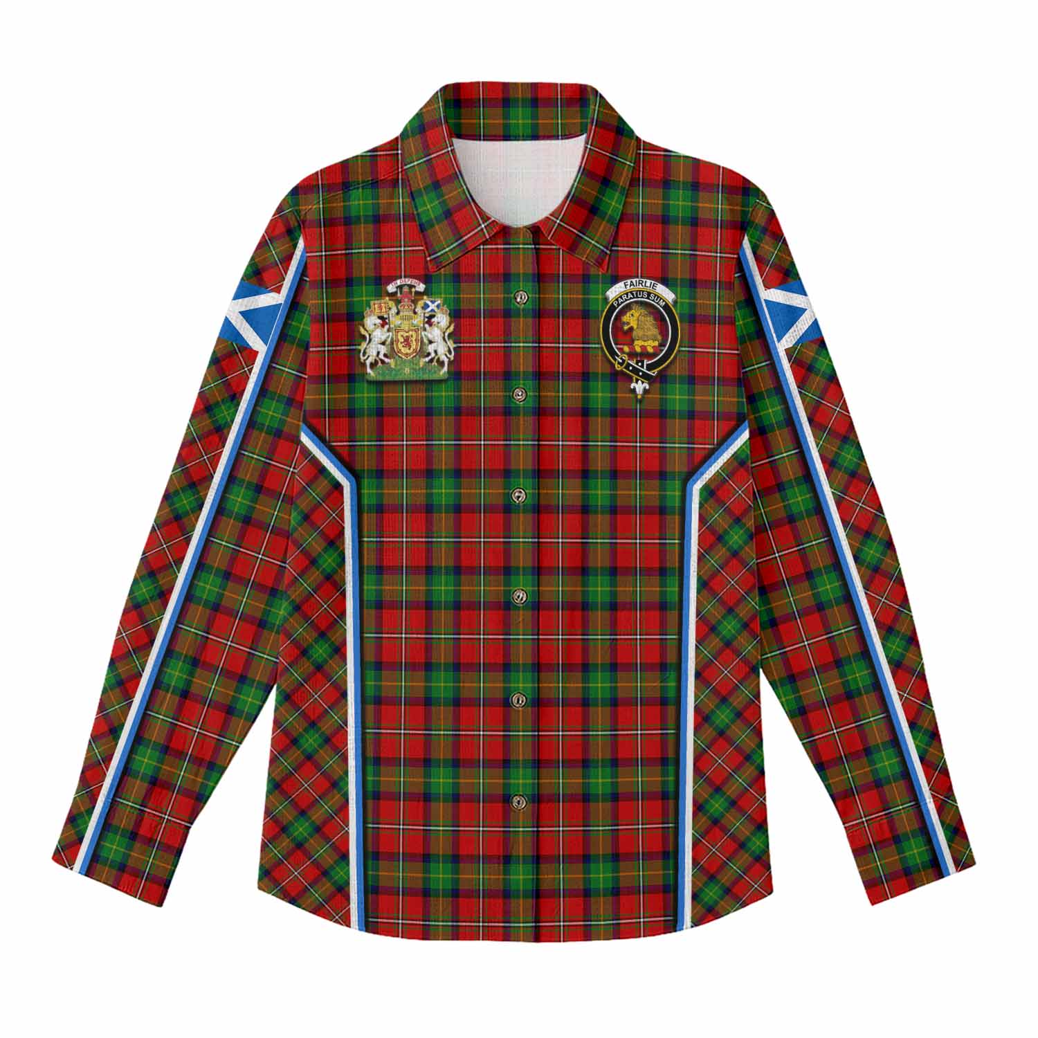 Fairlie Tartan Crest Women Casual Shirt Scotland Coat of Arm Flag Style - Tartan Vibes Clothing