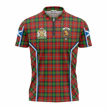 Fairlie Tartan Crest Zipper Polo Shirt Scotland Coat of Arm Flag Style
