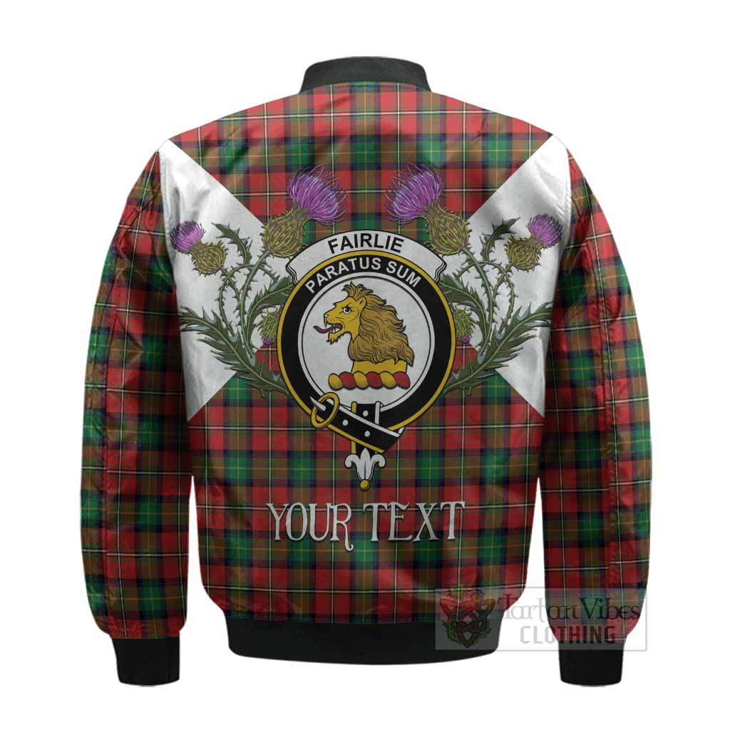 Fairlie Tartan Family Crest Bomber Jacket Scottish Burns Night Thistle Floral