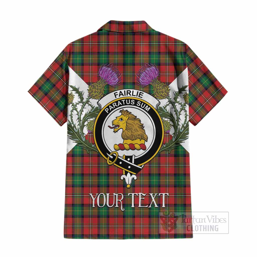Fairlie Tartan Family Crest Cotton Hawaiian Shirt Scottish Burns Night Thistle Floral