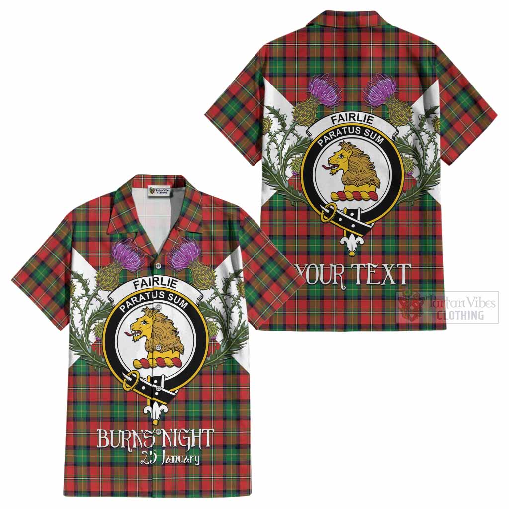 Fairlie Tartan Family Crest Cotton Hawaiian Shirt Scottish Burns Night Thistle Floral