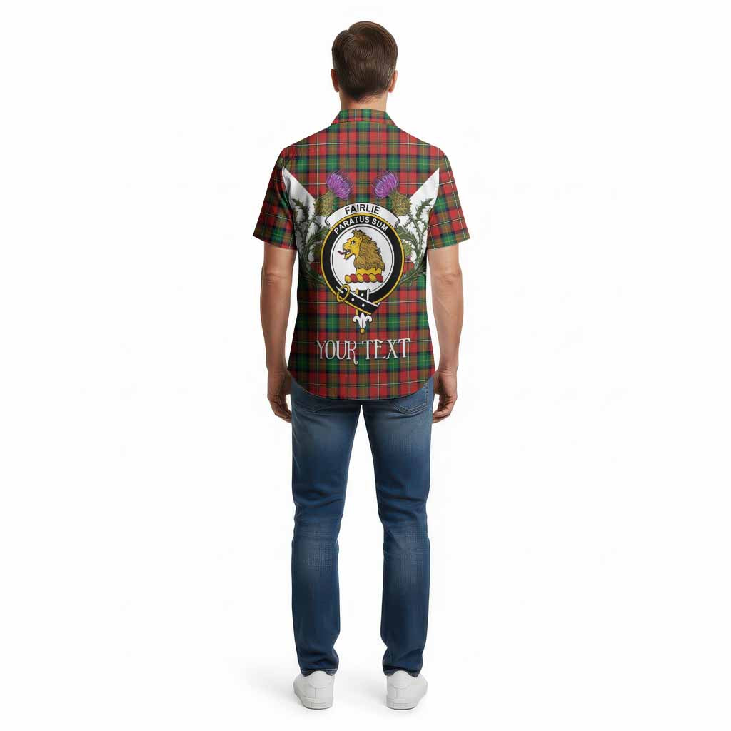 Fairlie Tartan Family Crest Cotton Hawaiian Shirt Scottish Burns Night Thistle Floral