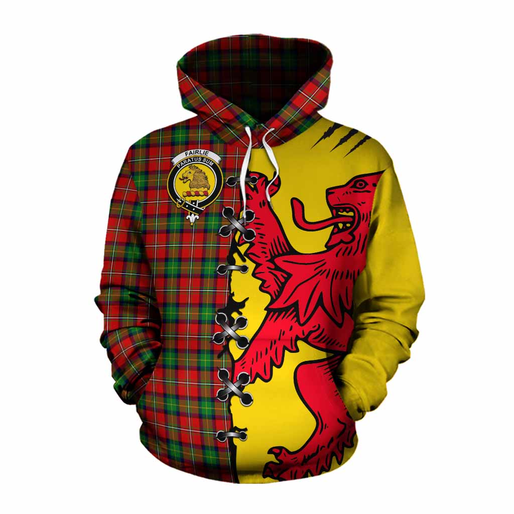 Fairlie Tartan Family Crest Cotton Hoodie Lion Rampant Honor - Tartan Vibes Clothing