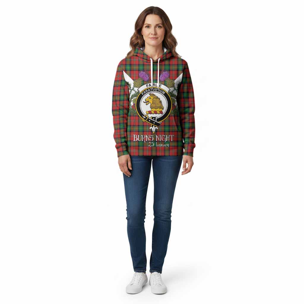 Fairlie Tartan Family Crest Cotton Hoodie Scottish Burns Night Thistle Floral