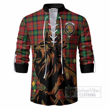 Fairlie Tartan Family Crest Ghillie Shirt Crowned Lion Roaring
