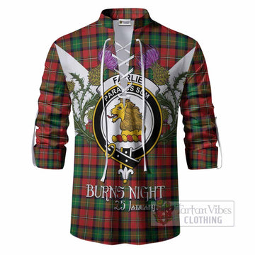 Fairlie Tartan Family Crest Ghillie Shirt Scottish Burns Night Thistle Floral